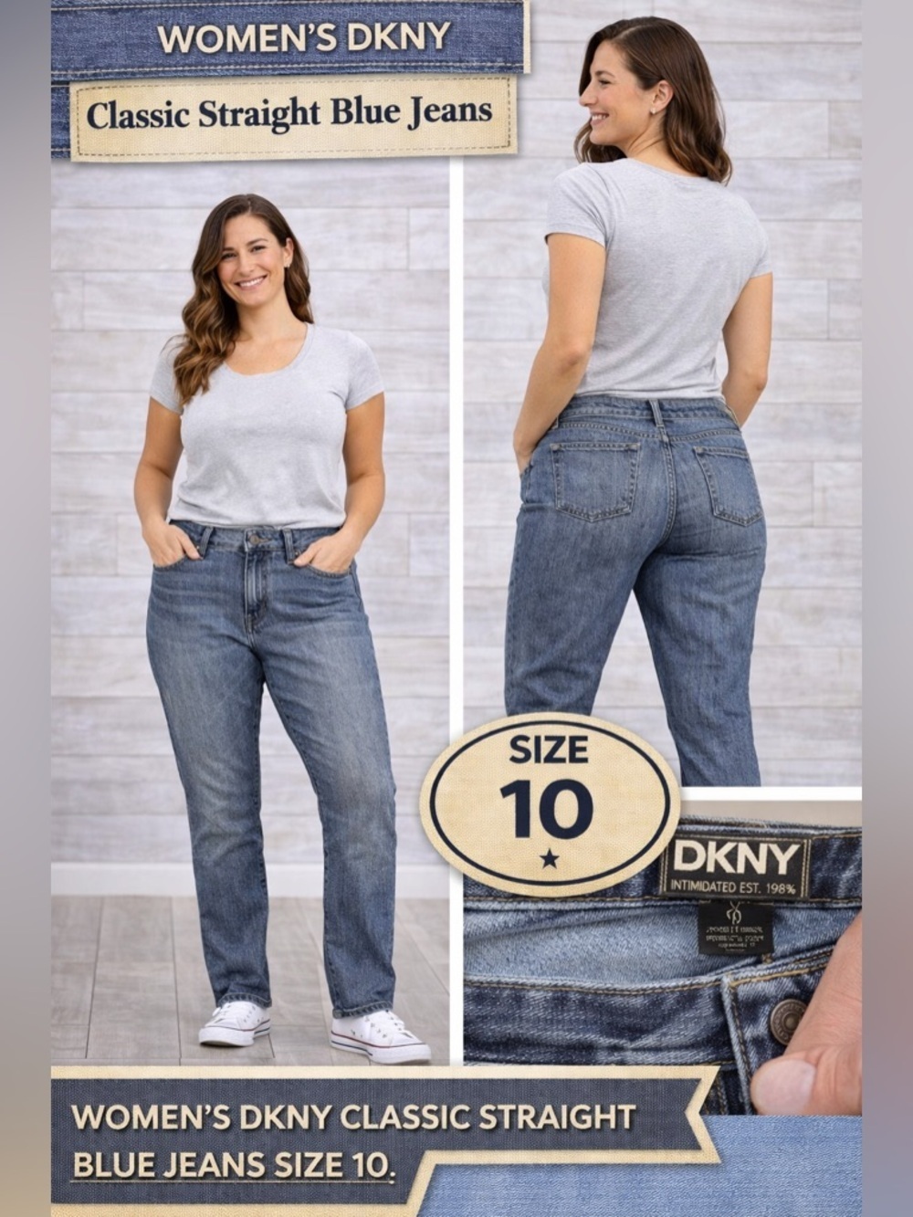 DKNY Classic Straight Blue Jeans SIZE 10
